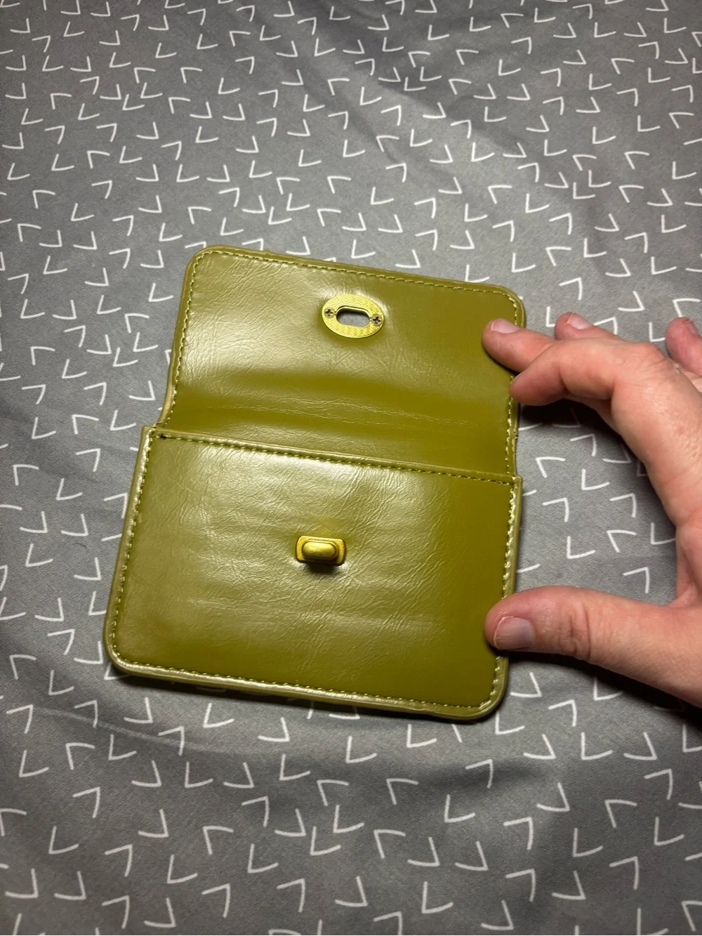 Olive Green Leather Card Wallet - Women's Accessories